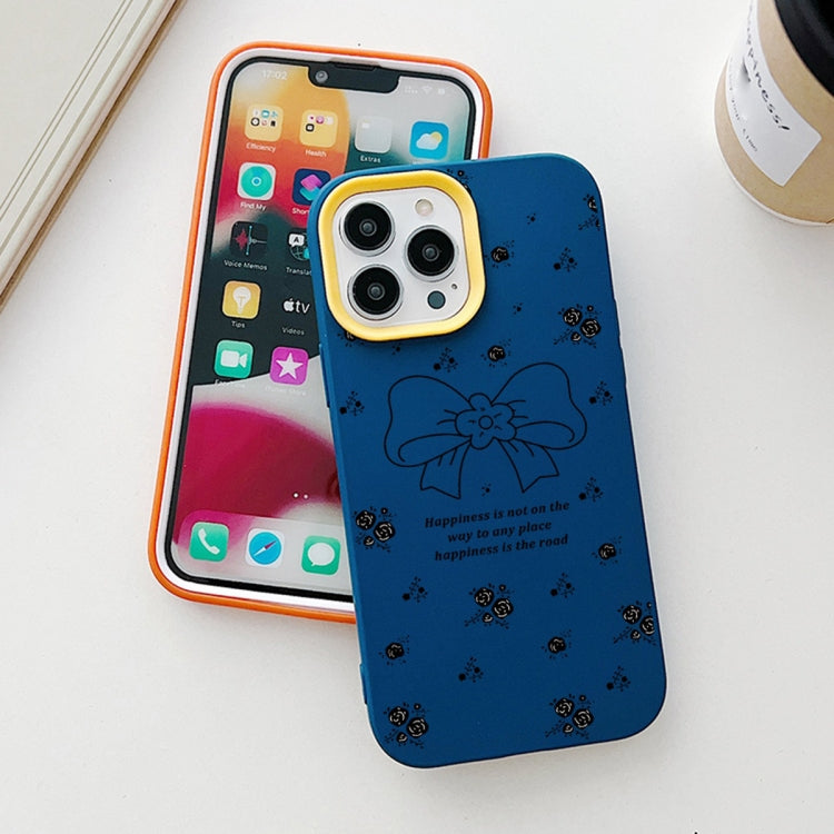 Floral Bow PC Hybrid TPU Phone Case, For iPhone 15, For iPhone 14 Plus, For iPhone 14