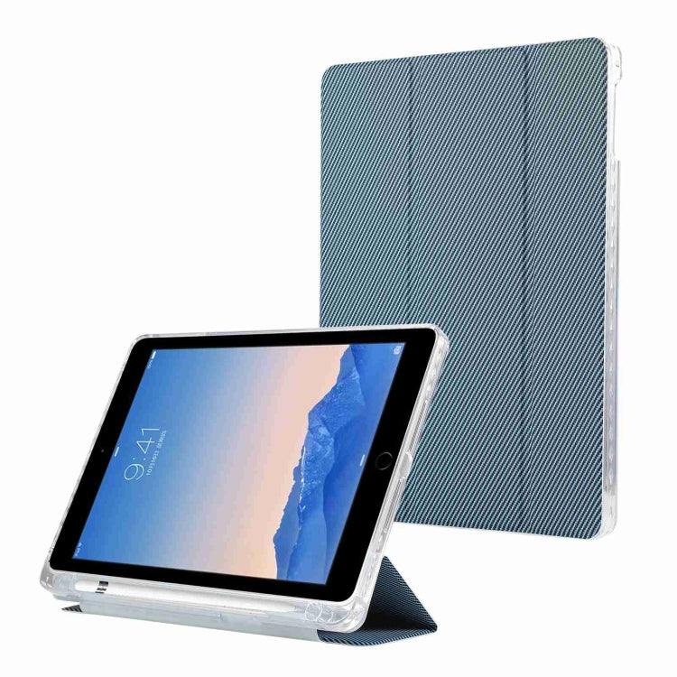 Carbon Fiber Clear Acrylic 3-Fold Leather Tablet Case, For iPad 10th Gen 10.9 2022, For iPad mini 2024 / mini 6, For iPad Air / Air 2 / 9.7 2017 / 2018