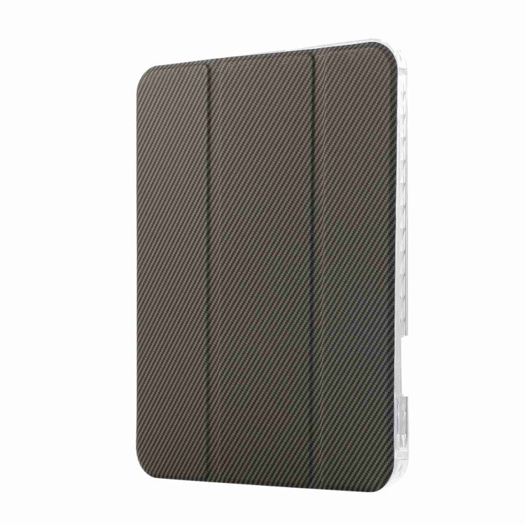 Étui en cuir acrylique transparent en fibre de carbone à 3 volets pour tablette, pour iPad 10e génération 10.9 (2022), iPad mini 2024 / mini 6, iPad Air / Air 2 / 9.7 (2017 / 2018)