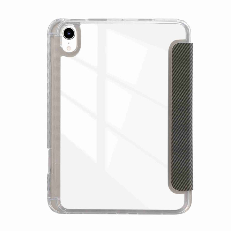 Étui en cuir acrylique transparent en fibre de carbone à 3 volets pour tablette, pour iPad 10e génération 10.9 (2022), iPad mini 2024 / mini 6, iPad Air / Air 2 / 9.7 (2017 / 2018)