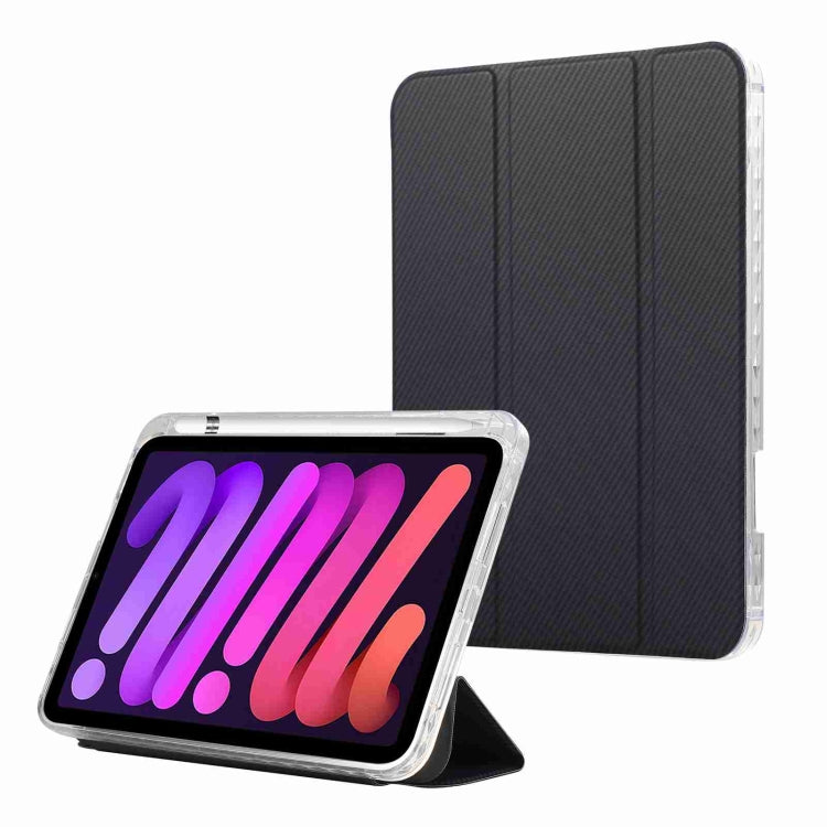 Étui en cuir acrylique transparent en fibre de carbone à 3 volets pour tablette, pour iPad 10e génération 10.9 (2022), iPad mini 2024 / mini 6, iPad Air / Air 2 / 9.7 (2017 / 2018)