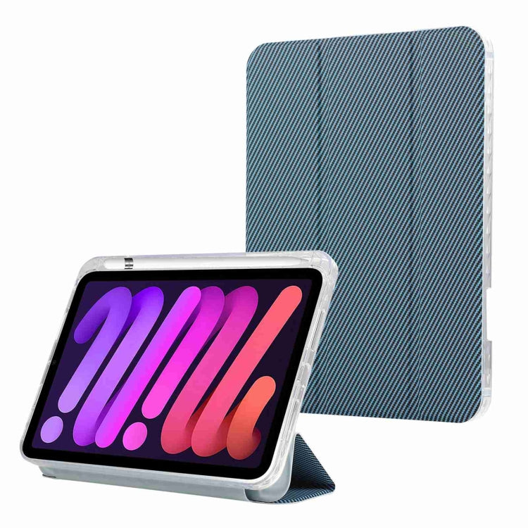 Carbon Fiber Clear Acrylic 3-Fold Leather Tablet Case, For iPad 10th Gen 10.9 2022, For iPad mini 2024 / mini 6, For iPad Air / Air 2 / 9.7 2017 / 2018