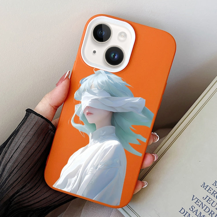 Blindfold Girl PC Hybrid TPU Phone Case, For iPhone 15, For iPhone 14 Plus, For iPhone 14