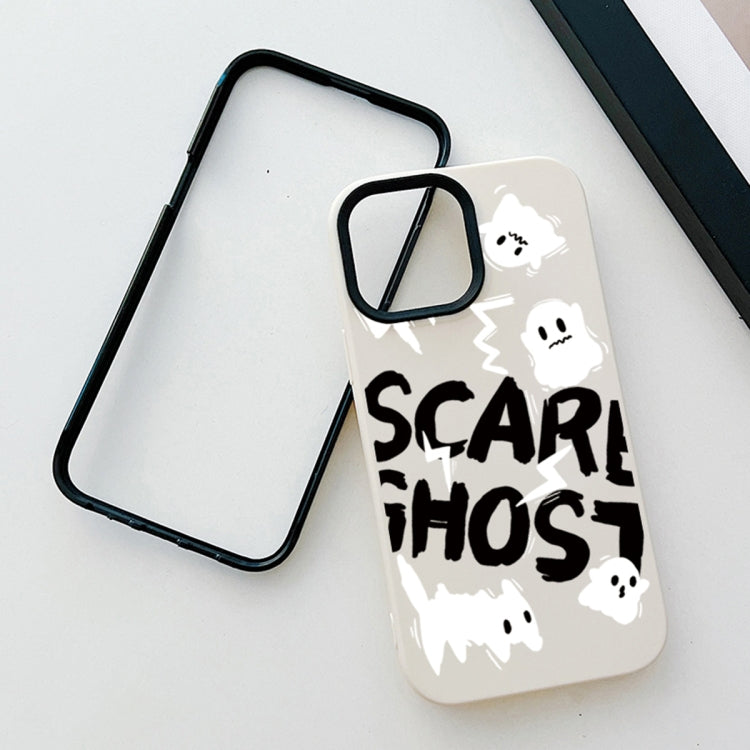 Scared Ghost PC Hybrid TPU Phone Case, For iPhone 14 Pro, For iPhone 14 Pro Max, For iPhone 7 / 8 / SE 2022