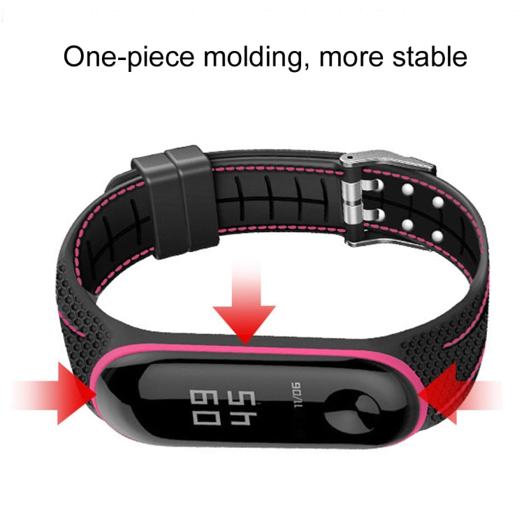 For Xiaomi Mi Band 4 / 3 Silicone Two-color Thread Replacement Strap Watchband, Bamboo Joint Texture