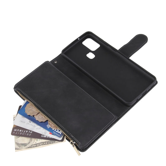 Galaxy Note20 Ultra case with integrated zipper wallet, photo frame, and multiple card compartments