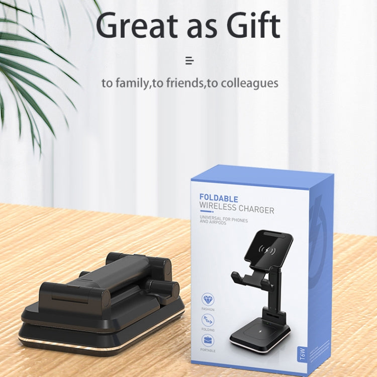 Support pliable portable 2 en 1 T6, chargement sans fil, support uniquement, charge simple, charge double