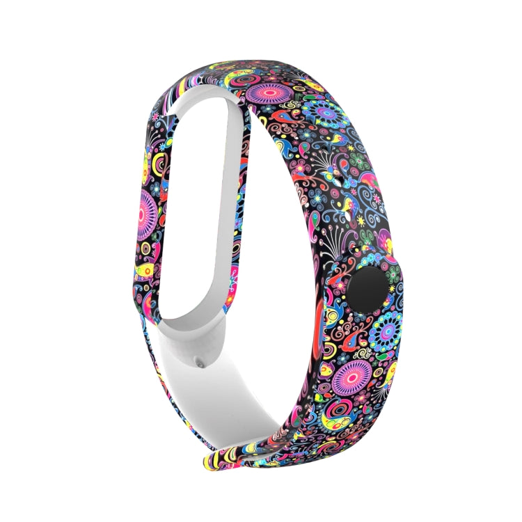 For Xiaomi Mi Band 5 TPU Replacement Strap Watchband, Peacock, Splash Ink, Skull, Butterflies, Colorful Skull, Facebook, Birds and Flowers, Blue Rose, Flamingo, Dog Paw, Stripe, Grass, Yellow Leopard, Gorgeous Starry Sky, Red Lips