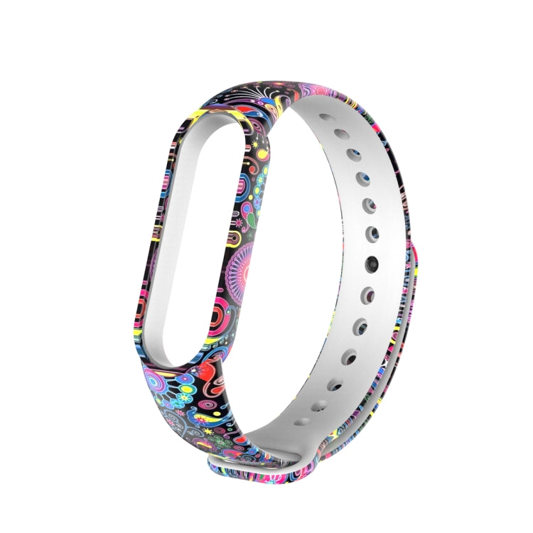 For Xiaomi Mi Band 5 TPU Replacement Strap Watchband, Peacock, Splash Ink, Skull, Butterflies, Colorful Skull, Facebook, Birds and Flowers, Blue Rose, Flamingo, Dog Paw, Stripe, Grass, Yellow Leopard, Gorgeous Starry Sky, Red Lips