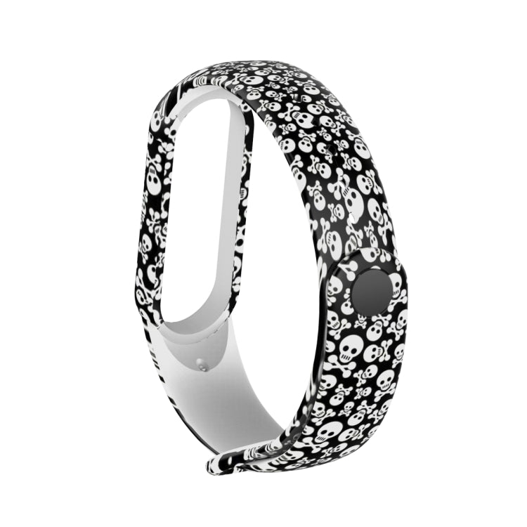 For Xiaomi Mi Band 5 TPU Replacement Strap Watchband, Peacock, Splash Ink, Skull, Butterflies, Colorful Skull, Facebook, Birds and Flowers, Blue Rose, Flamingo, Dog Paw, Stripe, Grass, Yellow Leopard, Gorgeous Starry Sky, Red Lips