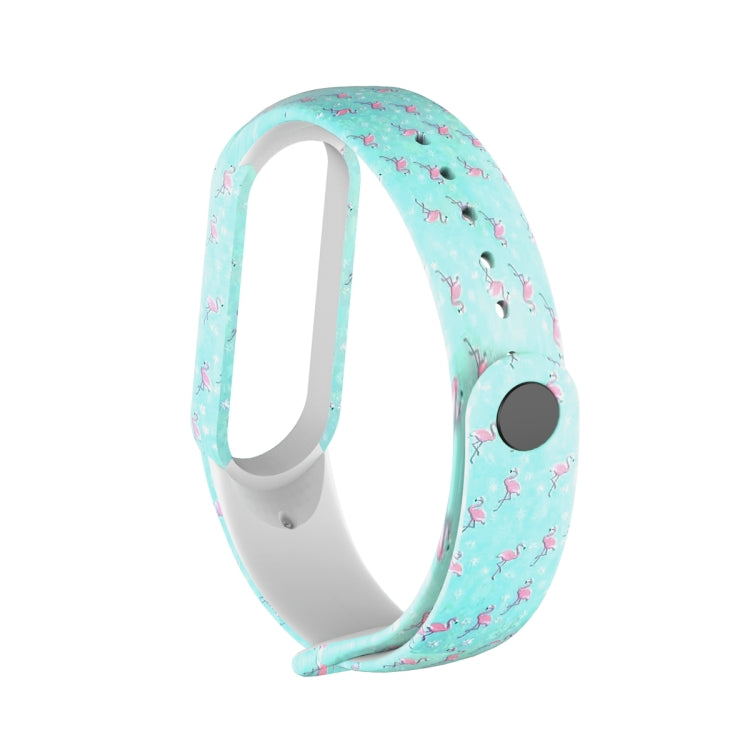 For Xiaomi Mi Band 5 TPU Replacement Strap Watchband, Peacock, Splash Ink, Skull, Butterflies, Colorful Skull, Facebook, Birds and Flowers, Blue Rose, Flamingo, Dog Paw, Stripe, Grass, Yellow Leopard, Gorgeous Starry Sky, Red Lips