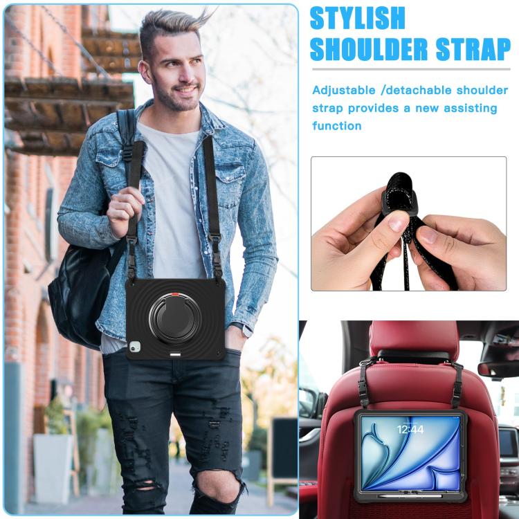 Rotation Handle Holder Silicone Hybrid PC Tablet Case, For iPad Air 13 2026 / 2025 / 2024, For iPad Air 11 2026 / 2025 / 2024, For iPad Pro 13 2025 / 2024, For iPad Pro 11 2025 / 2024, For iPad 10th Gen 10.9 2022, For iPad mini 2024 / mini 6
