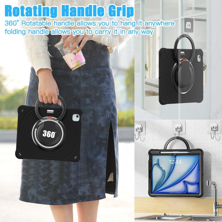 Rotation Handle Holder Silicone Hybrid PC Tablet Case, For iPad Air 13 2026 / 2025 / 2024, For iPad Air 11 2026 / 2025 / 2024, For iPad Pro 13 2025 / 2024, For iPad Pro 11 2025 / 2024, For iPad 10th Gen 10.9 2022, For iPad mini 2024 / mini 6