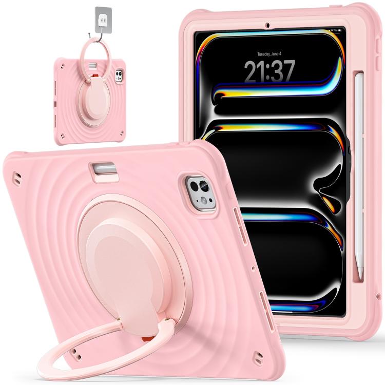 Rotation Handle Holder Silicone Hybrid PC Tablet Case, For iPad Air 13 2026 / 2025 / 2024, For iPad Air 11 2026 / 2025 / 2024, For iPad Pro 13 2025 / 2024, For iPad Pro 11 2025 / 2024, For iPad 10th Gen 10.9 2022, For iPad mini 2024 / mini 6