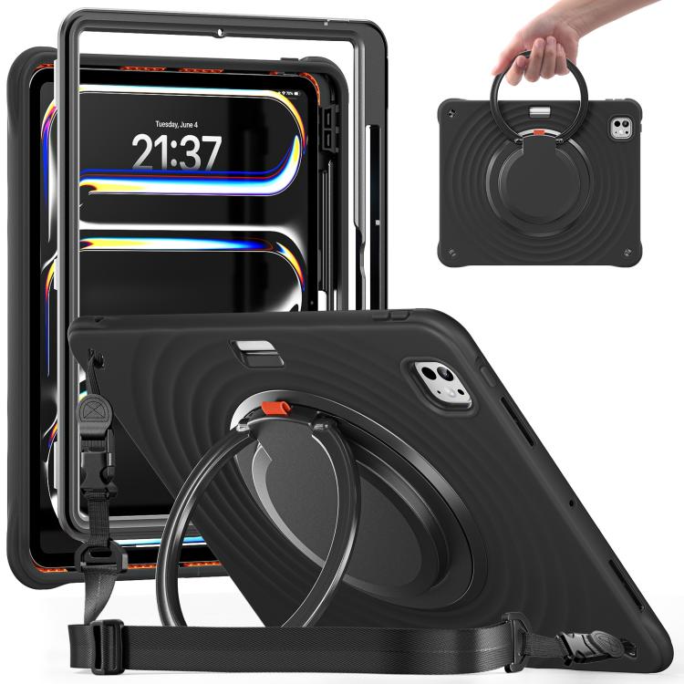 Rotation Handle Holder Silicone Hybrid PC Tablet Case, For iPad Air 13 2026 / 2025 / 2024, For iPad Air 11 2026 / 2025 / 2024, For iPad Pro 13 2025 / 2024, For iPad Pro 11 2025 / 2024, For iPad 10th Gen 10.9 2022, For iPad mini 2024 / mini 6
