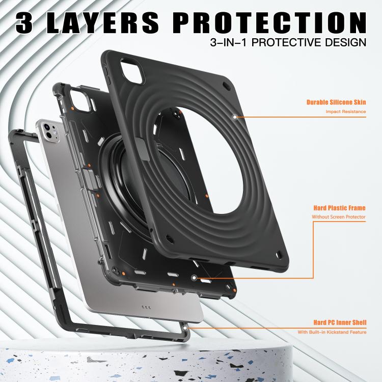 Étui hybride en silicone avec poignée rotative pour tablette, pour iPad mini 2024/mini 6, iPad 10e génération 10.9 2022, iPad 10.2 2021/2020/2019