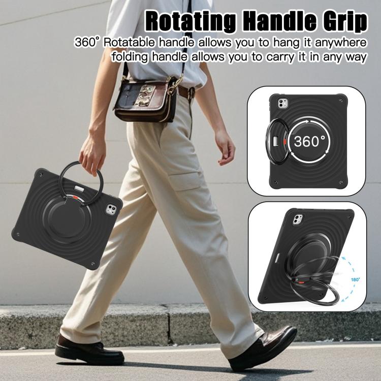 Étui hybride en silicone avec poignée rotative pour tablette, pour iPad mini 2024/mini 6, iPad 10e génération 10.9 2022, iPad 10.2 2021/2020/2019