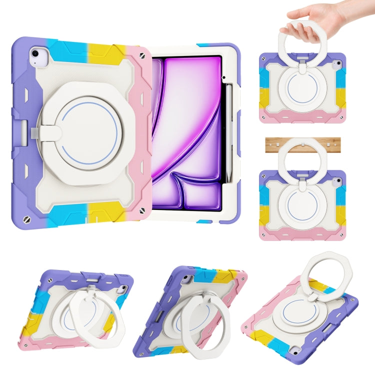 Étui en silicone avec anneau rotatif et emplacement pour stylet pour iPad Air 11 (2024/2025), iPad Pro 13 (2024), iPad Air 13 (2024/2025), iPad Pro 11 (2024)