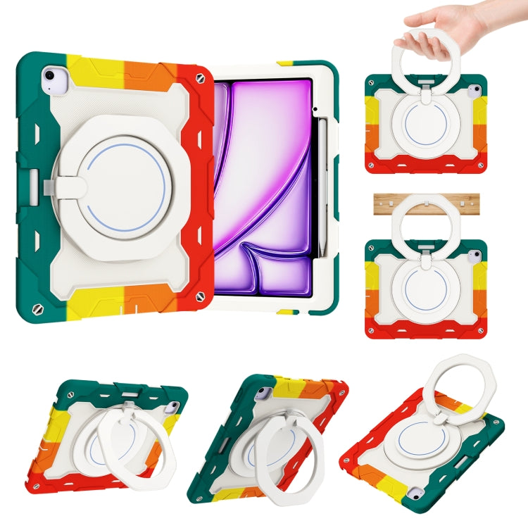 Armor Portable Rotating Ring Holder Silicone Tablet Case with Pen Slot, For iPad Pro 13 2025 / 2024, For iPad Pro 11 2025 / 2024, For iPad Air 11 2024 / 2025, For iPad Air 13 2024 / 2025