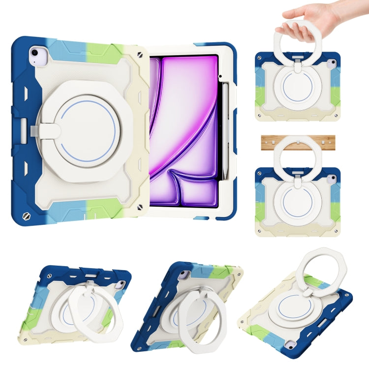 Étui en silicone avec anneau rotatif et emplacement pour stylet pour iPad Air 11 (2024/2025), iPad Pro 13 (2024), iPad Air 13 (2024/2025), iPad Pro 11 (2024)