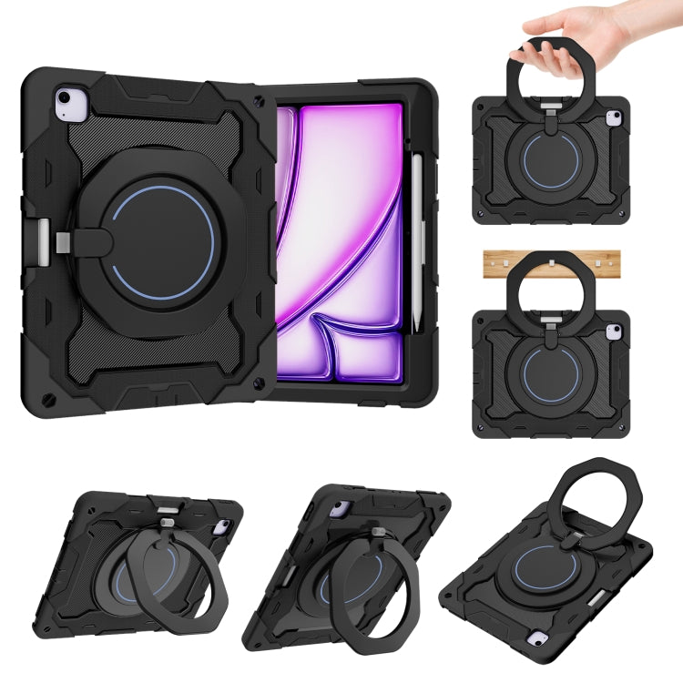 Étui en silicone avec anneau rotatif et emplacement pour stylet pour iPad Air 11 (2024/2025), iPad Pro 13 (2024), iPad Air 13 (2024/2025), iPad Pro 11 (2024)
