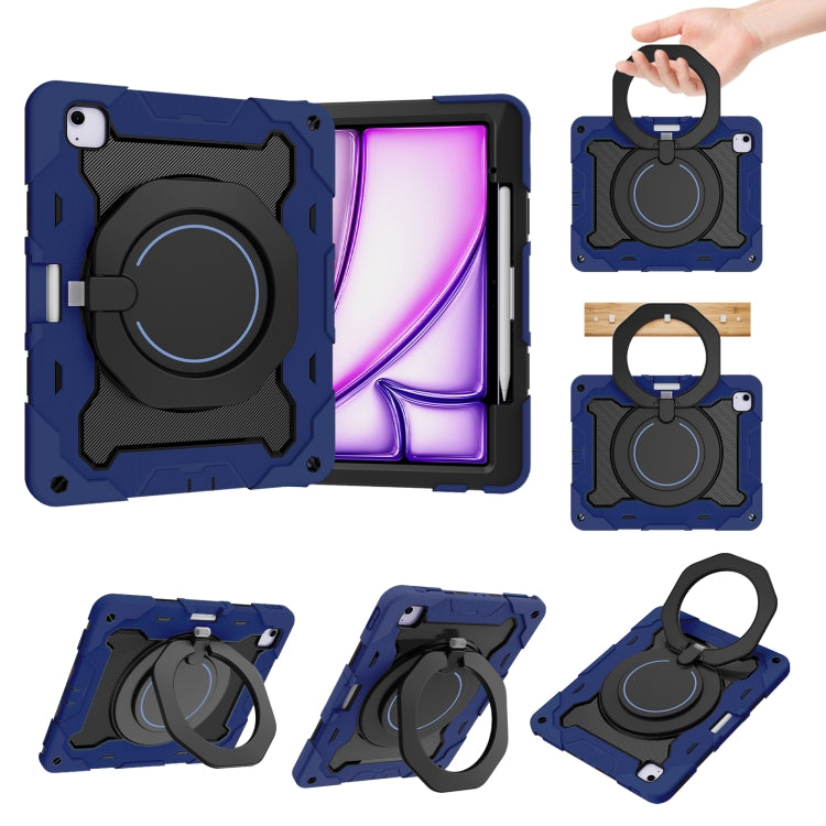 Étui en silicone avec anneau rotatif et emplacement pour stylet pour iPad Air 11 (2024/2025), iPad Pro 13 (2024), iPad Air 13 (2024/2025), iPad Pro 11 (2024)