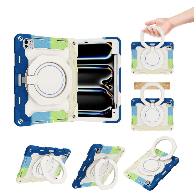 Étui en silicone avec anneau rotatif et emplacement pour stylet pour iPad Air 11 (2024/2025), iPad Pro 13 (2024), iPad Air 13 (2024/2025), iPad Pro 11 (2024)
