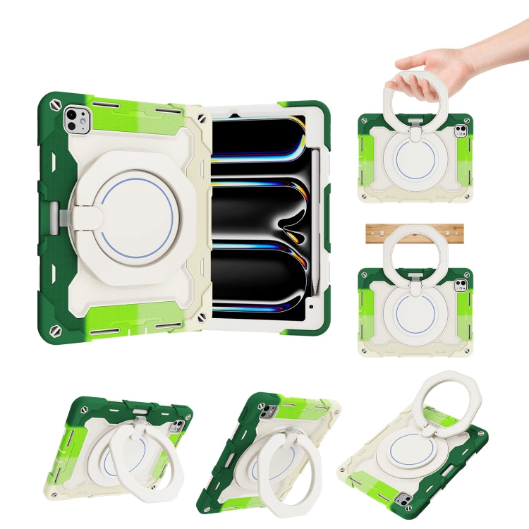 Étui en silicone avec anneau rotatif et emplacement pour stylet pour iPad Air 11 (2024/2025), iPad Pro 13 (2024), iPad Air 13 (2024/2025), iPad Pro 11 (2024)