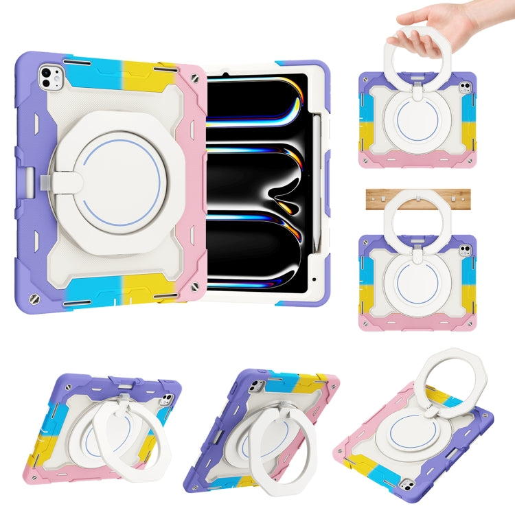 Étui en silicone avec anneau rotatif et emplacement pour stylet pour iPad Air 11 (2024/2025), iPad Pro 13 (2024), iPad Air 13 (2024/2025), iPad Pro 11 (2024)