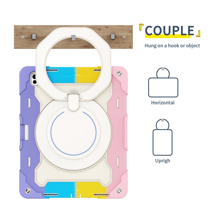 Armor Portable Rotating Ring Holder Silicone Tablet Case with Pen Slot, For iPad Pro 13 2025 / 2024, For iPad Pro 11 2025 / 2024, For iPad Air 11 2024 / 2025, For iPad Air 13 2024 / 2025