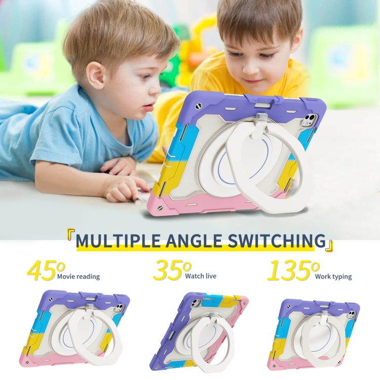 Armor Portable Rotating Ring Holder Silicone Tablet Case with Pen Slot, For iPad Pro 13 2025 / 2024, For iPad Pro 11 2025 / 2024, For iPad Air 11 2024 / 2025, For iPad Air 13 2024 / 2025