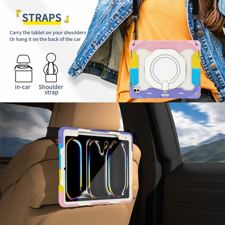 Armor Portable Rotating Ring Holder Silicone Tablet Case with Pen Slot, For iPad Pro 13 2025 / 2024, For iPad Pro 11 2025 / 2024, For iPad Air 11 2024 / 2025, For iPad Air 13 2024 / 2025