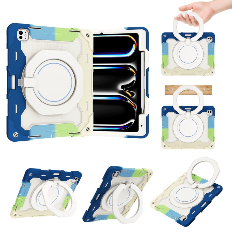 Étui en silicone avec anneau rotatif et emplacement pour stylet pour iPad Air 11 (2024/2025), iPad Pro 13 (2024), iPad Air 13 (2024/2025), iPad Pro 11 (2024)
