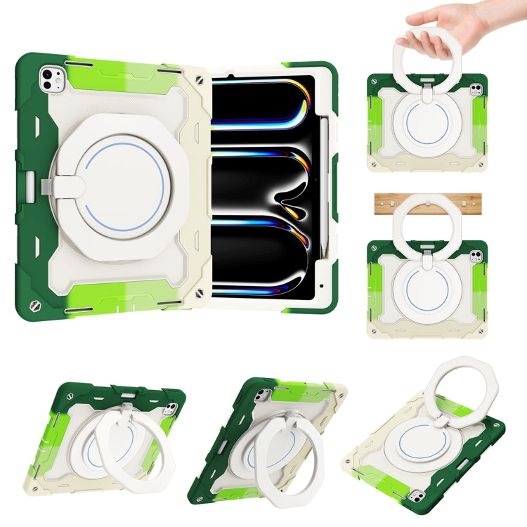 Étui en silicone avec anneau rotatif et emplacement pour stylet pour iPad Air 11 (2024/2025), iPad Pro 13 (2024), iPad Air 13 (2024/2025), iPad Pro 11 (2024)