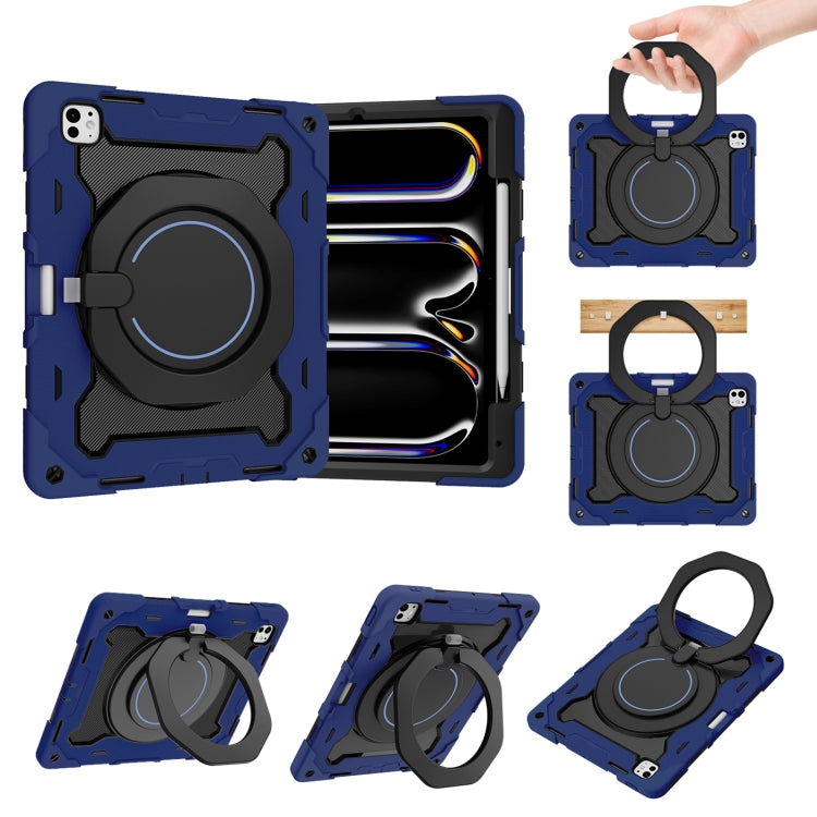 Étui en silicone avec anneau rotatif et emplacement pour stylet pour iPad Air 11 (2024/2025), iPad Pro 13 (2024), iPad Air 13 (2024/2025), iPad Pro 11 (2024)
