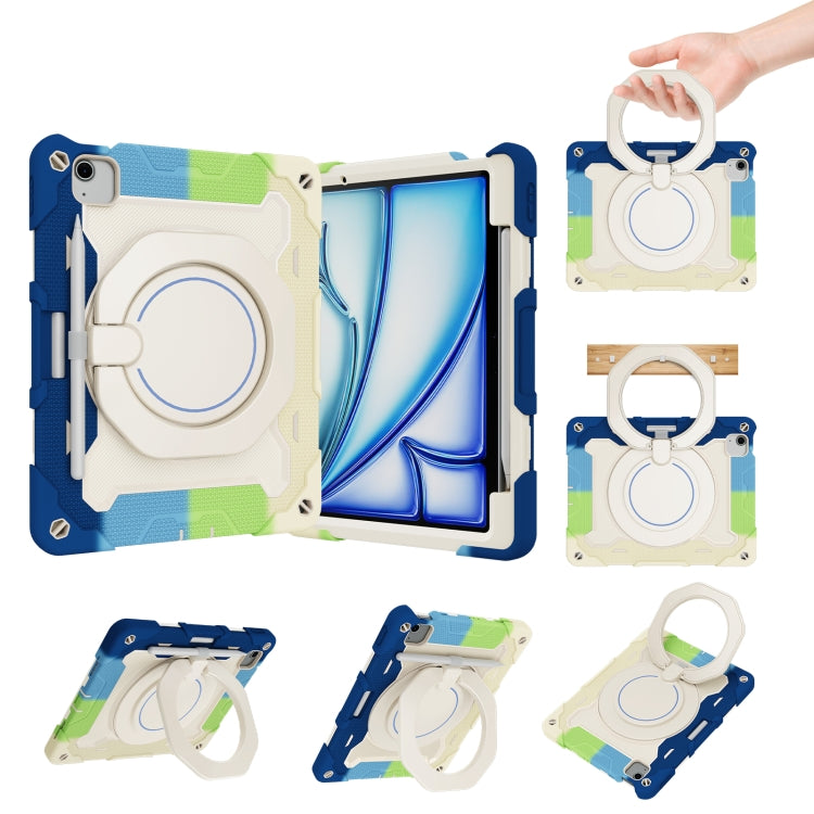 Étui en silicone avec anneau rotatif et emplacement pour stylet pour iPad Air 11 (2024/2025), iPad Pro 13 (2024), iPad Air 13 (2024/2025), iPad Pro 11 (2024)