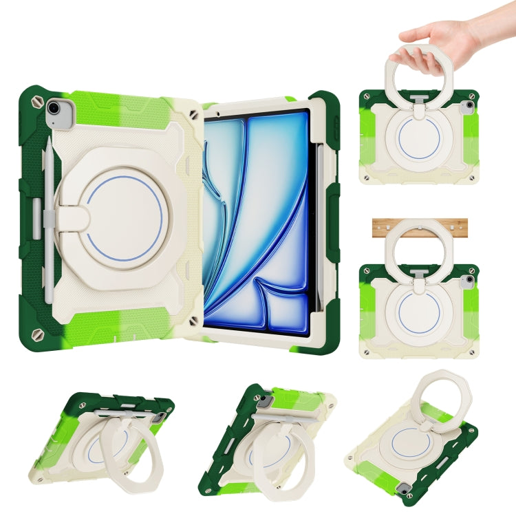 Étui en silicone avec anneau rotatif et emplacement pour stylet pour iPad Air 11 (2024/2025), iPad Pro 13 (2024), iPad Air 13 (2024/2025), iPad Pro 11 (2024)