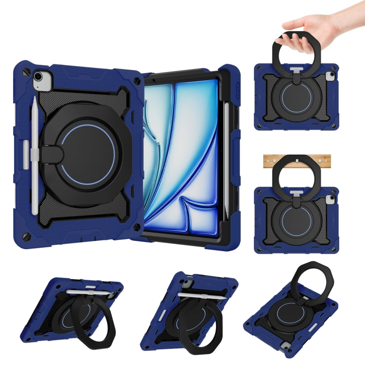 Étui en silicone avec anneau rotatif et emplacement pour stylet pour iPad Air 11 (2024/2025), iPad Pro 13 (2024), iPad Air 13 (2024/2025), iPad Pro 11 (2024)