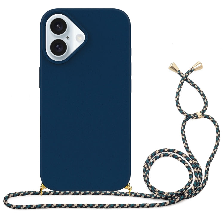Wheat Straw Material + TPU Phone Case with Lanyard, For iPhone 16