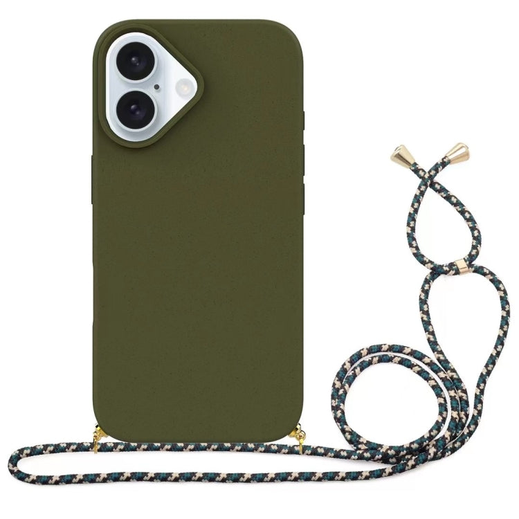 Wheat Straw Material + TPU Phone Case with Lanyard, For iPhone 16