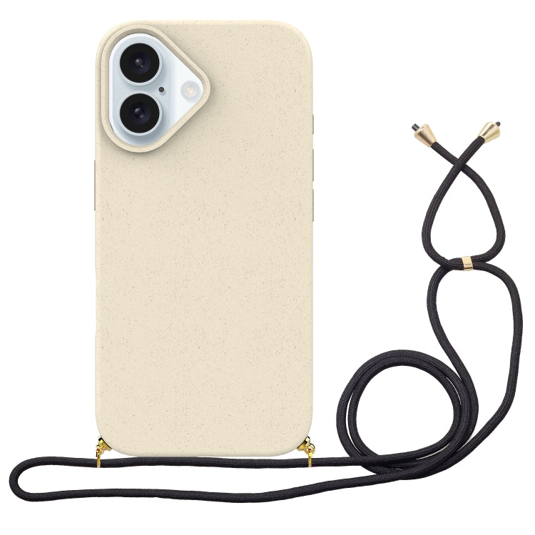 Wheat Straw Material + TPU Phone Case with Lanyard, For iPhone 16 Pro Max, For iPhone 16 Pro, For iPhone 16 Plus