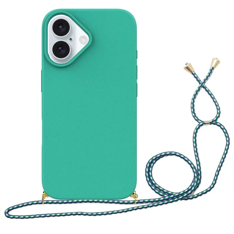 Wheat Straw Material + TPU Phone Case with Lanyard, For iPhone 16 Pro Max, For iPhone 16 Pro, For iPhone 16 Plus