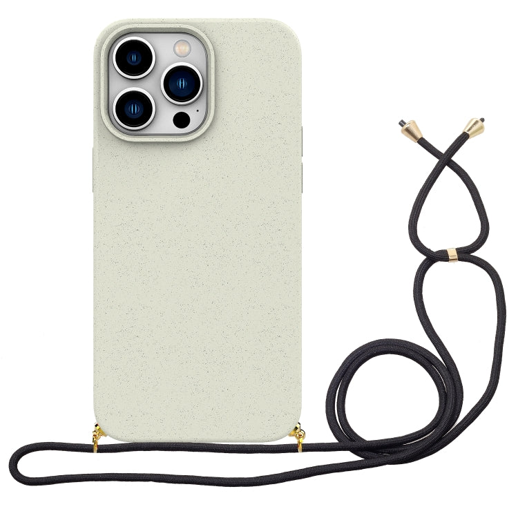 Wheat Straw Material + TPU Phone Case with Lanyard, For iPhone 16 Pro Max, For iPhone 16 Pro, For iPhone 16 Plus