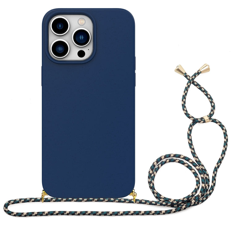Wheat Straw Material + TPU Phone Case with Lanyard, For iPhone 16 Pro Max, For iPhone 16 Pro, For iPhone 16 Plus