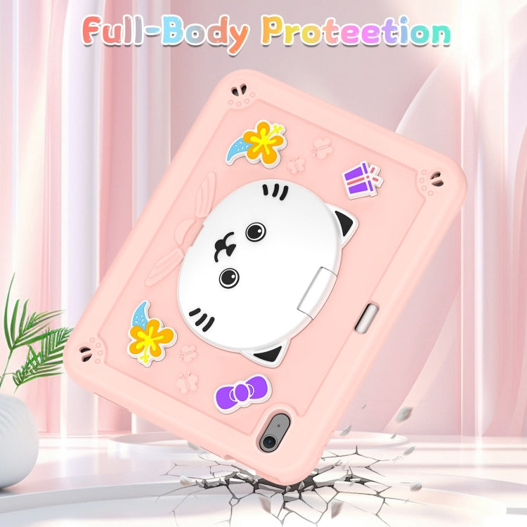 Cat Holder Silicone Hybrid PC Tablet Case with Strap, For iPad Air 11 2026 / 2025 / 2024, For iPad Pro 11 2025 / 2024, For iPad 10.2 2021 / 2020 / 2019