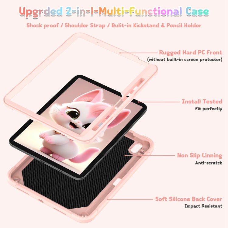 Cat Holder Silicone Hybrid PC Tablet Case with Strap, For iPad Air 11 2026 / 2025 / 2024, For iPad Pro 11 2025 / 2024, For iPad 10.2 2021 / 2020 / 2019