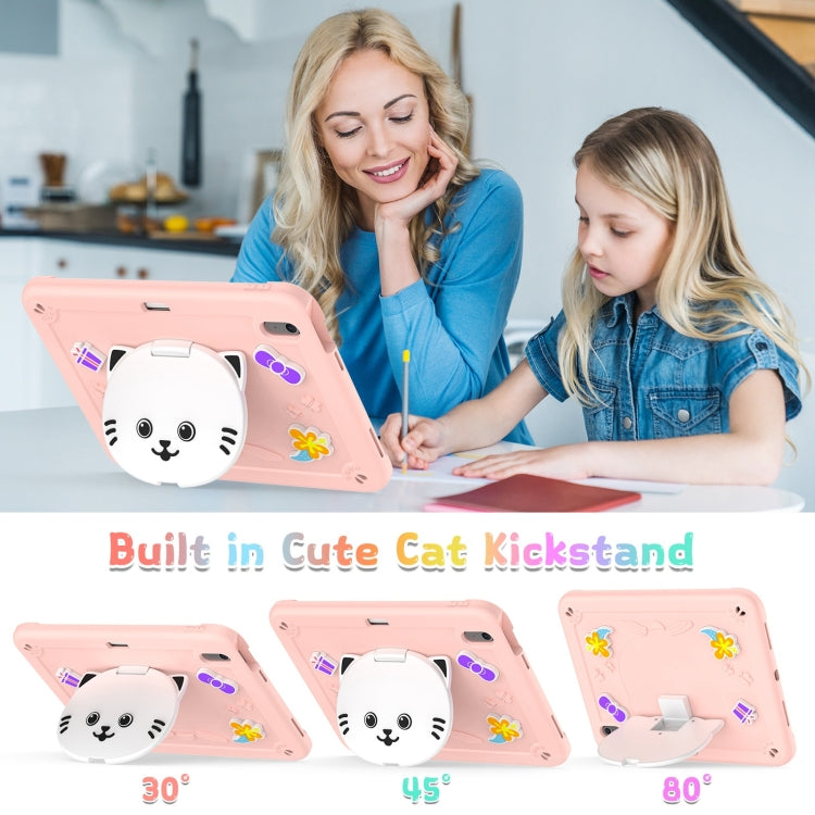 Cat Holder Silicone Hybrid PC Tablet Case with Strap, For iPad Air 11 2026 / 2025 / 2024, For iPad Pro 11 2025 / 2024, For iPad 10.2 2021 / 2020 / 2019