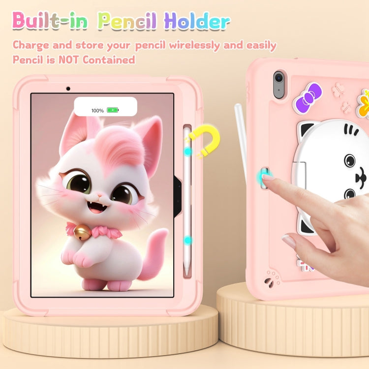 Cat Holder Silicone Hybrid PC Tablet Case with Strap, For iPad Air 11 2026 / 2025 / 2024, For iPad Pro 11 2025 / 2024, For iPad 10.2 2021 / 2020 / 2019