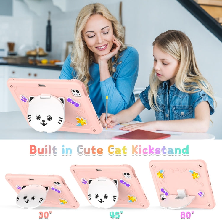 Cat Holder Silicone Hybrid PC Tablet Case with Strap, For iPad Pro 11 2025 / 2024, For iPad Air 11 2025 / 2024, For iPad 10.2 2021 / 2020 / 2019