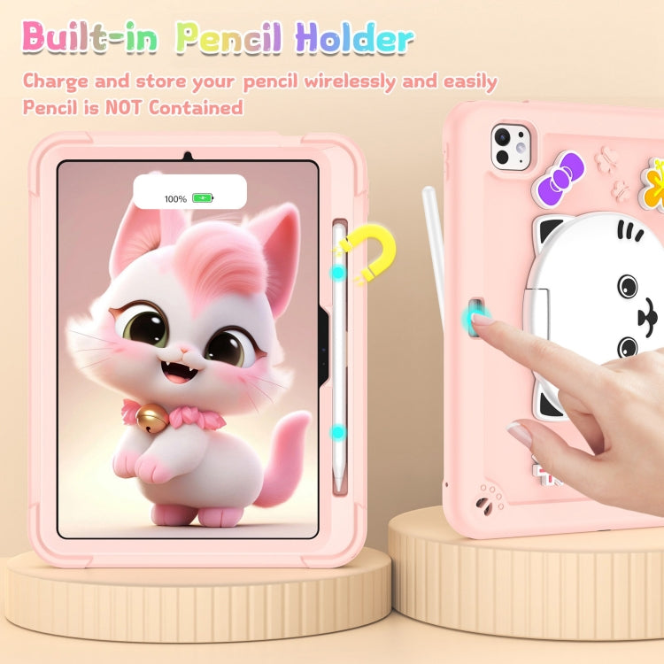 Cat Holder Silicone Hybrid PC Tablet Case with Strap, For iPad Pro 11 2025 / 2024, For iPad Air 11 2025 / 2024, For iPad 10.2 2021 / 2020 / 2019